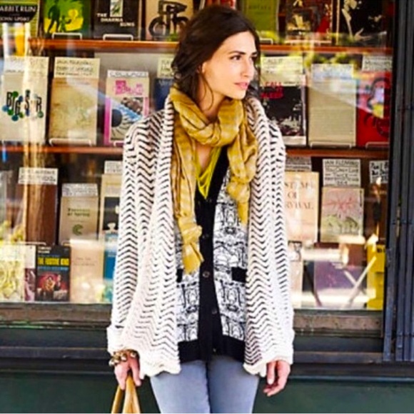 Anthropologie Moth Filamentous Chevron Cardigan M - Picture 1 of 8